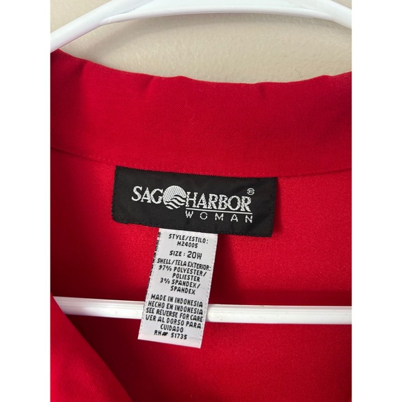 90s Sag Harbor Women's Red‎  Shacket Long Sleeve Top Size 20W Fall Cozy - Picture 4 of 6